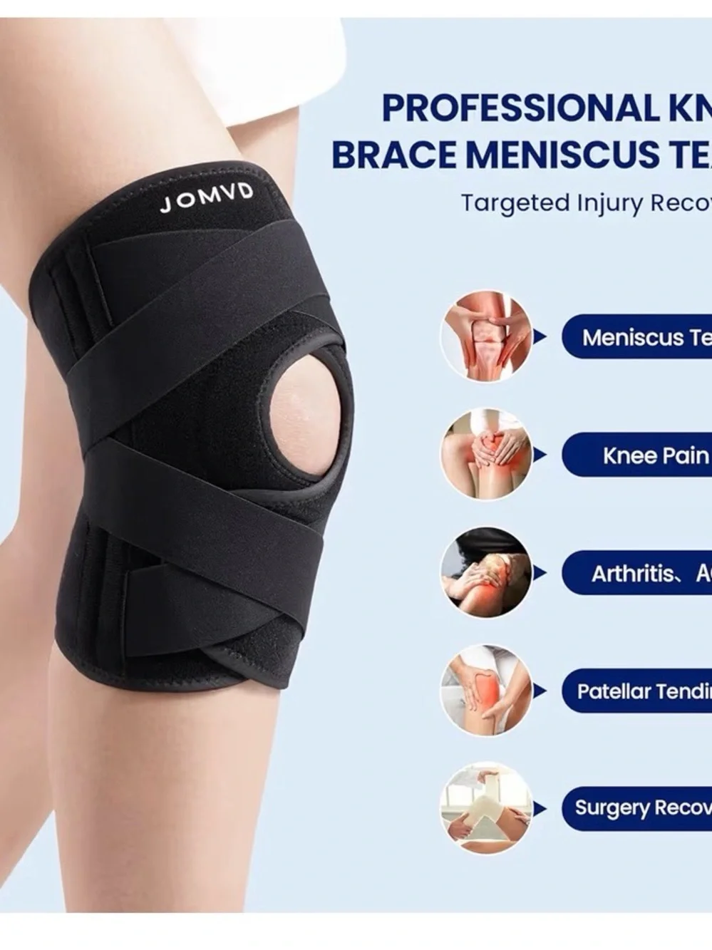 Black Open Patella Knee Support Wrap